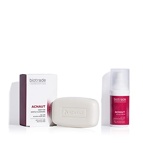 BIOTRADE ACNE OUT Biotrade Acnaut Anti Blemishes Set Active Cream + Cleansing Soap For Mild Skin Conditions Breakouts Prevents Comedones, Blemish-Prone and Oily Skin