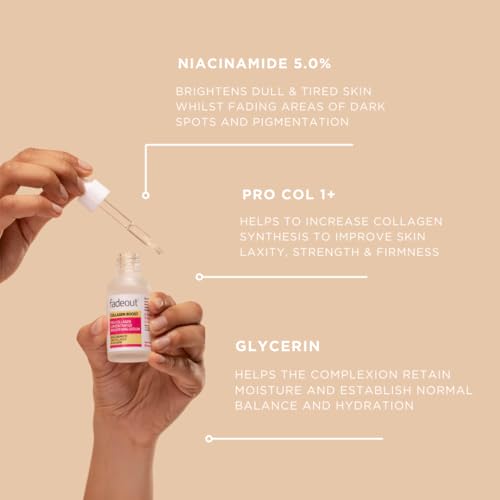 Fade Out Collagen Boost Concentrated Brightening Serum - Pro-Collagen Peptides & Niacinamide for Firm, Radiant Skin - 30ml