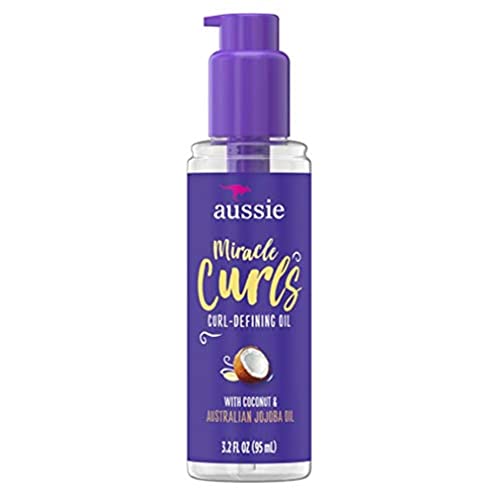 Aussie Miracle Curls Defining Oil 3.2 Ounce (Coconut & Jojoba Oil) (95ml) (2 Pack)