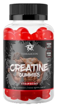 TERRAMOON Creatine Gummies, Strawberry Flavour, 5000mg Creatine, 1000mg L-Taurine, Vitamin B12 200mcg, 60 Count, 30 Day Supply