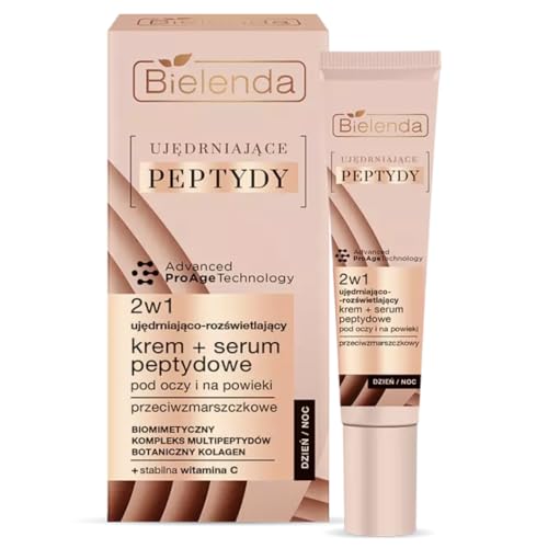 Bielenda Firming Peptides 2in1 Firming and brightening Anti Wrinkle Cream +Peptide Serum Under Eyes and Eyelids 15ml