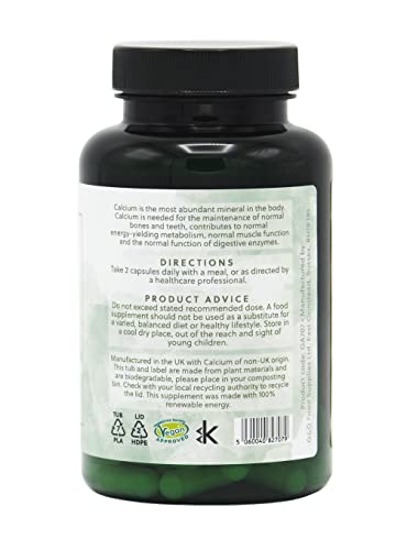 Calcium Citrate Capsules | 200mg Elemental Calcium Per 2 Capsule Dose | 120 Vegan Capsules | G&G Vitamins