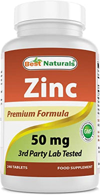 Best Naturals Zinc Supplement as Zinc Gluconate 50mg 240 Tablets