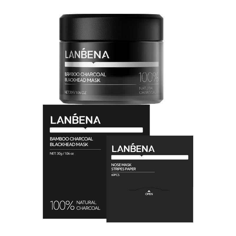 LANBENA Bamboo Charcoal Pore Strips(30g/1.06 Oz), 60 pcs Nose Strips with Blackhead Remover, Black Head Remover for Face, Blackhead Remover Kit, Nose Strips forBlackheads