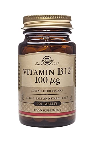 Solgar Vitamin 100 µg B12 Tablets - Pack of 100 - Easy to take form - For healthy nervous system, heart and mind - Red Blood Cell Formation - Vegan