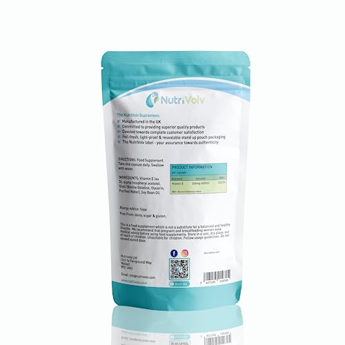 Nutrivolv Vitamin E 400IU - 90 Softgels | Antioxidant Supplement for Skin Support & Cell Protection | Helps Reduce Oxidative Stress, Promotes Healthy Skin & Immune Support