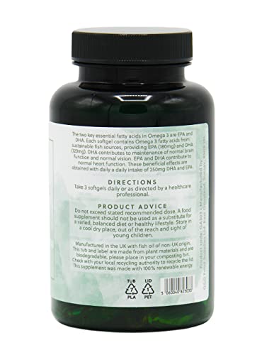 Omega 3 Fish Oil | 3000mg of Fish Oil per 3 Softgel Dose | 90 Softgels | Source of EPA and DHA Omega 3 | G&G Vitamins