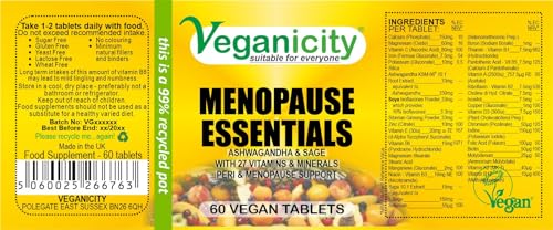 Veganicity Menopause Essentials : Women's Health Supplement : 60 Tablets, in a Planet-Friendly 99% Recycled Pot