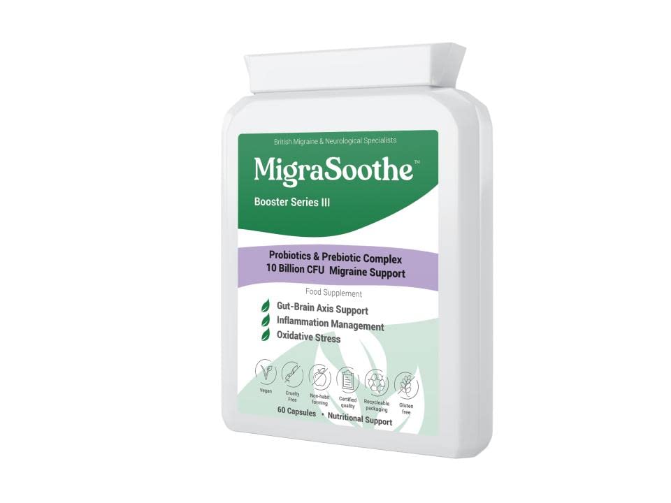 MIGRASOOTHE MigraSoothe Booster Probiotic Complex - Probiotic & Prebiotic Complex 10 Billion CFU Migraine Support (60) 2 Month Supply (60)