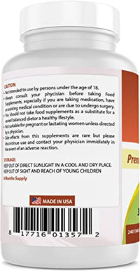Best Naturals Zinc Supplement as Zinc Gluconate 50mg 240 Tablets