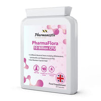 Pharmanostix PharmaFlora 10 Billion CFU- 60 Vegan Targeted Capsules - High-strength Multi-strain Active Live Bacteria Complex - Acidophilus -Bifidobacterium - Streptococcus -Thermophilus - UK Manufacture
