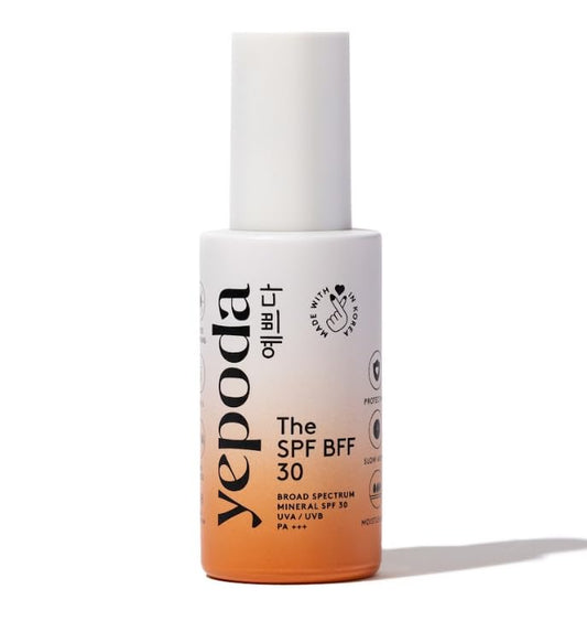 Yepoda Tinted Sunscreen - The SPF BFF, Day Cream with Sun Protection Factor (SPF 30), Mineral Zinc Sunscreen with Moisturizing Aloe Vera and Hyaluronic Acid (50 ml)
