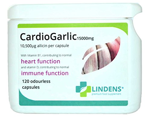 Lindens Cardio Garlic Huge 15000mg 3-PACK 360 capsules - Odourless Oil Softgels Allicin