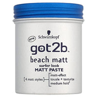 got2b Beach Matte Paste Styling Paste for Matte Surfer Looks, Hair Wax for Men for Staining, Texturing or Taming without Gluing, Medium Hold, (100 ml), Pack of 1