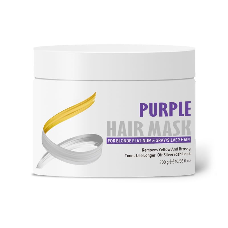 DMQ Purple Hair Mask 300ml,Hydrating Purple Toning Hair Mask,Intensely Brightens Blonde, White and Grey Hair,Remove Yellow Tones & Condition Dry