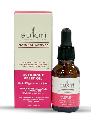 Sukin - Overnight Reset Oil - Natural Actives Face Oil with Vitamin E, Jojoba Oil and More - Face Care, Skin Care, Skincare, Vitamin E Oil for Skin, Jojoba Oil for Skin -25ml