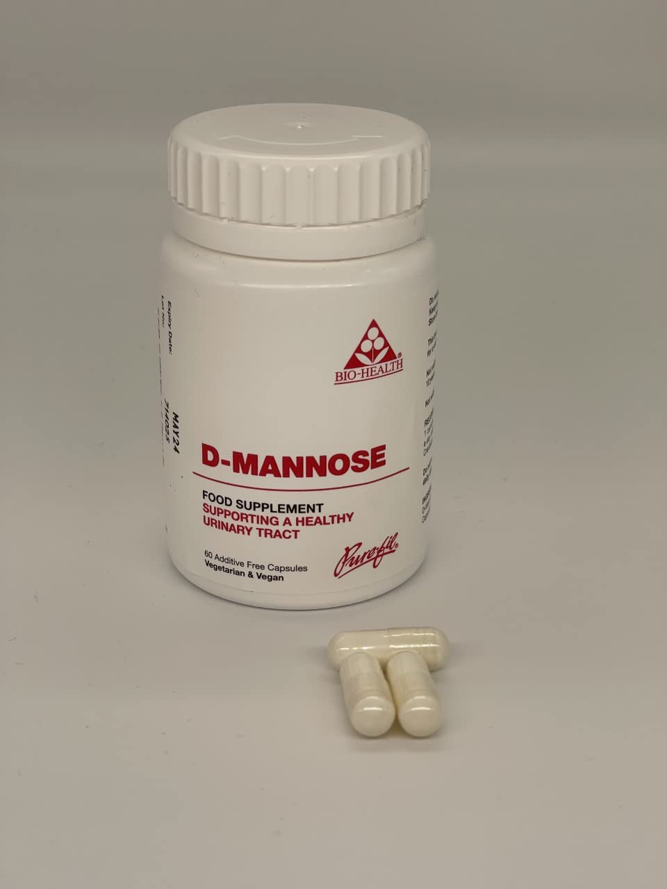 Bio-health Bio-Health D-Mannose Food Supplement for Supporting a Healthy Urinary Tract, Suitable for Vegan and Vegetarians, Additive Free, 60 Capsules