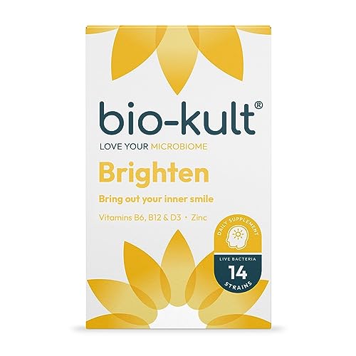 Bio-Kult Brighten – to Bring Out Your Inner Smile, with 14 Strains of Live Bacteria, Vitamins B6, B12, & D, Zinc & Magnesium - 60 Capsules