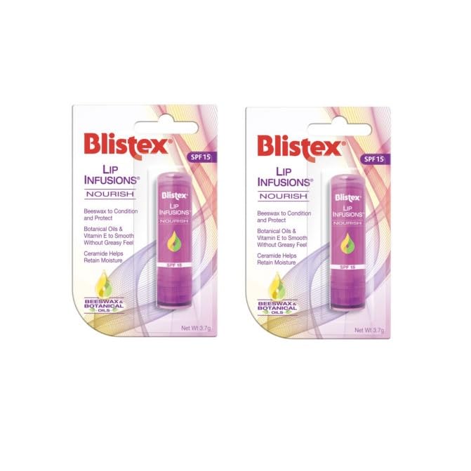 Blistex Lip Infusions Restore Lip Balm 2 Pack; Helps Soothe Dry and Chapped Lips; Coconut Oil and Natural Beeswax Infused Lip Care; Pack of 2, orange (Nourish 2 Pack)