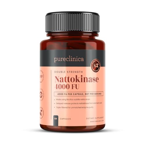 Pureclinica Nattokinase 4,000 FU per Capsule – 120 Vegan Capsules – High Potency, Delayed-Release – Non-GMO, Soy-Derived, No Fillers – 4 Month Supply