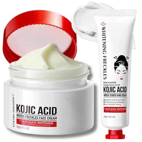 Tongyend Kojic Acid Cream - Hydrating Face Cream for Dry Skin - Face Moisturizer for Women - Anti Wrinkle, Moisturising (Kojic Acid Cream + Hand Cream, Fragrance Free)