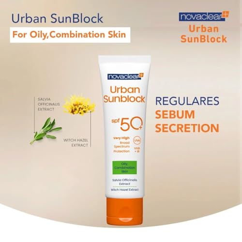 Novaclear SPF 50+ Face Cream for Oily Skin Cream with SPF Sunburn Cream 40 ml Anti-UVA UVB IR Rays High Sun Protection by Equalan Pharma
