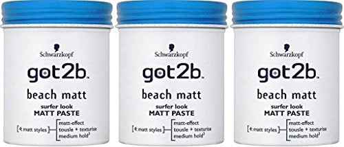 Got2B THREE PACKS of Schwarzkopf got2b Beach Matt Surfer Look Paste 100ml