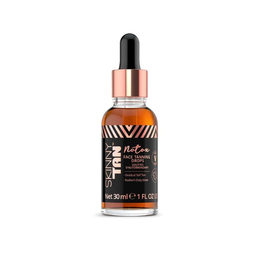 Skinny Tan Notox Moisturising Face Tanning Drops - Gradual Fake Tan Face Serum with Vegan Collagen, Cruelty-Free, Paraben Free & Vegan Skincare - Dark Self Tan, 30ml