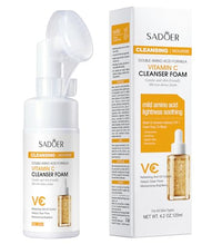 Vitamin C Foaming Face Cleanser with Brush, Foaming Cleanser for skin tone, Reduces fine lines & wrinkles, Exfoliates the skin