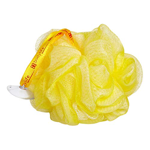 Bodylife Body Buffer, Puff, Exfoliating Bath & Shower Body Pouf, Scrunchie, Body Scrubber Yellow & White 55g Triple Pack