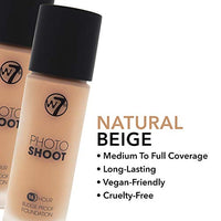 W7 Photoshoot Foundation - Rich and Full Formula - Long Wear, Budge-Proof Coverage (Natural Beige)