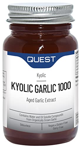 Quest Kyolic Garlic 60 Tablets - 1000mg High Strength Odourless Aged Garlic Extract For Heart, Liver & Immune Function. Daily Garlic Supplement, Improve Circulation, Liver Detox & Immunity (Pack of 2)