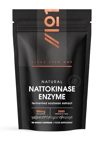 ALPHA01 Nattokinase 100mg (2000 FU) with BioPerine® - Potent & Pure Formula with BioPerine® for Enhanced Abosorption - 90 Vegan Capsules (3 Months Supply) - by Alpha01