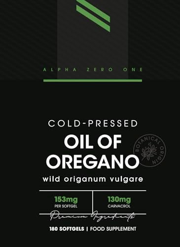 ALPHA01 130mg Carvacrol - 153mg Oregano Oil per Softgel | Cold-Pressed | World Highest Concentration Oregano Oil Capsule (85%+ Carvacrol) – Contains 100% Greek Essential Oil of Oregano – 180 Count by Alpha01