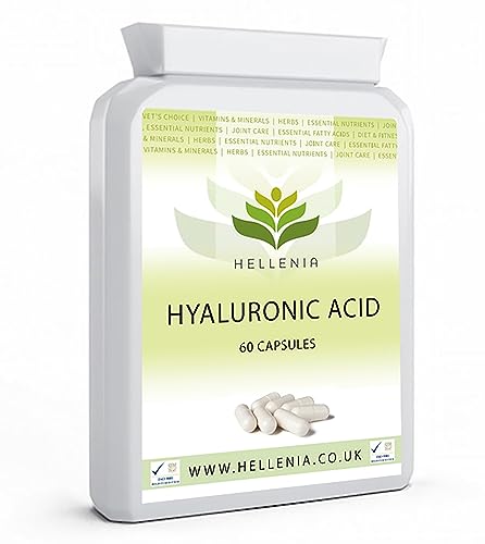Hellenia Hyaluronic Acid 100mg | Supports Healthy Connective Tissue and Joints | Natural Moisturiser for Radiant Skin | 60 Capsules | Vegan Friendly