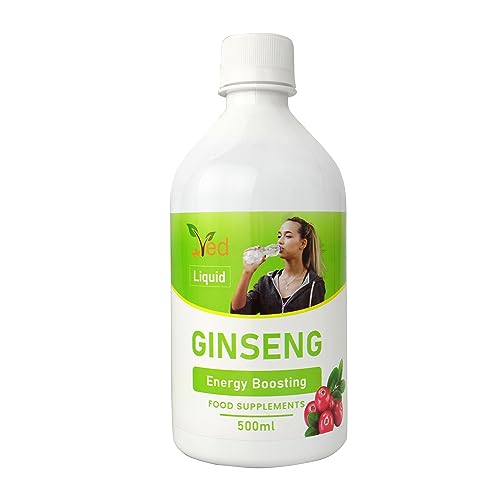 Ved Ginseng Liquid Food Supplement (500 ml) - with Siberian & Panax Ginseng - Supports Energy and Vitality - for Improved Concentration.