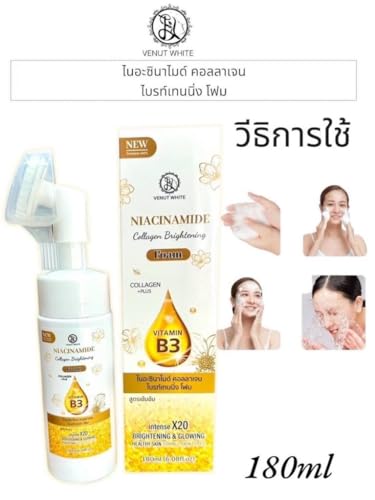 RKS BEAUTY PRODUCTS Venus White Niacinamide Collagen Brightening Foam with Vitamin B3, 20x Brightening Formula 180ML