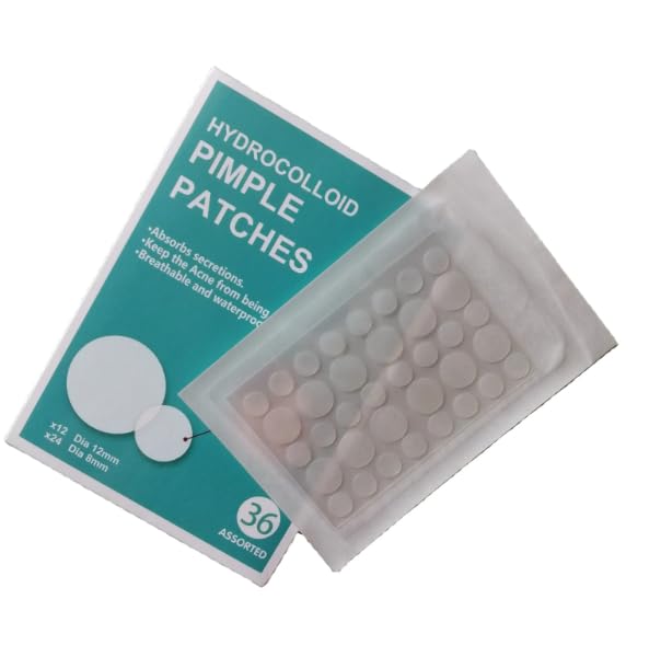 Generic Hydrocolloid Acne Patches - 36 Invisible Spot Stickers - Multi-Sized Pimple Patches (12mm & 8mm) Skin Care - Fast Healing, Reduces Redness, Vegan, Makeup-Friendly, Blemish Treatment, Overnight Care