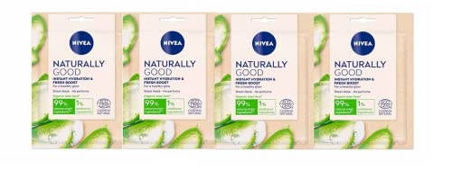 Nivea Naturally Good Organic Aloe Vera Instant Hydration & Fresh Boost Face Sheet Mask - Pack of 4