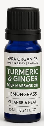 Turmeric Massage Oil for Joint Pain, Muscle Relief & Lymphatic Drainage – Lemongrass & Ginger, Deep Tissue Massage, Anti-Inflammatory & Circulation Support – 10ml Travel Size by Sera Organics