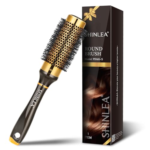 Hair Brush - SHINLEA Round Hair Brush for Blow Drying 33MM Aluminium Curly Hair brush, Hairbrushes for Women Professional Curling, Hair Drying, Styling, Straightening and Shine