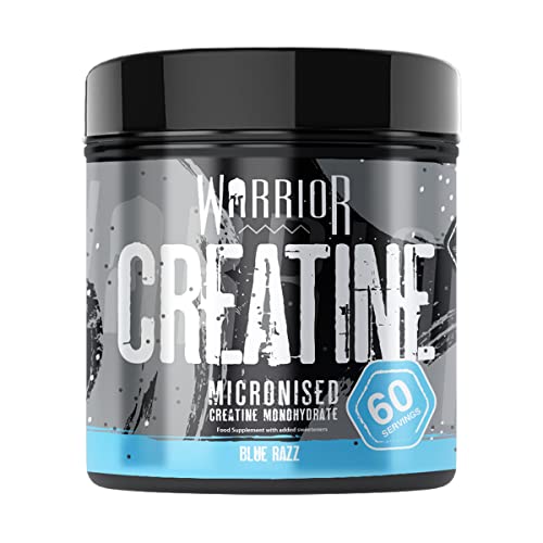 Warrior Creatine Monohydrate Powder – 300g – Micronised for Easy Mixing and Consumption – 100% Pure Creatine – Proven to Improve Physical Performance & Recovery, 60 x 5g Servings, Blue Raspberry