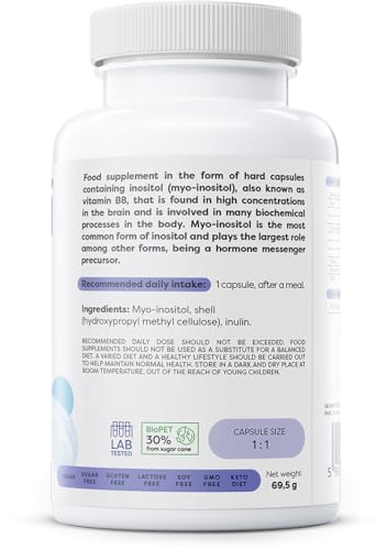 Osavi Inositol 600 mg – 100 Vegan Capsules | Supports Biochemical Processes in The Body, Involved in Hormone Regulation | Myo–Inositol for Brain Health and Wellbeing