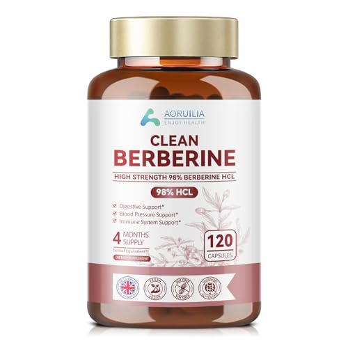 Aoruilia Berberine Supplement, 98% Pure High Strength Berberine HCL, 120 Capsules (4-Month Supply)