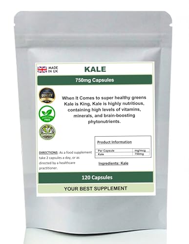 Your Best Supplement Kale Capsules 750mg 100% Natural (Pure no additive or fillers) Superfood, Detox (120)