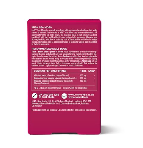 New Nordic Ltd New Nordic Irish Sea Moss Extract | Powerful Tri-Algae Complex with Pure Norwegian Kelp and Wakame Seaweed | Vegan & Gluten Free | Compressed Raw Powder | 30 Tablets