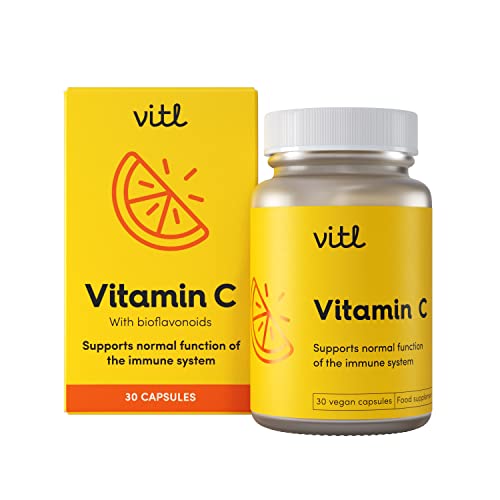 VITL Vitl Vitamin C 500mg Supplement - 30 Vegan Easy to Swallow Capsules - Support Normal Functioning of The Immune System - 1 Month Supply