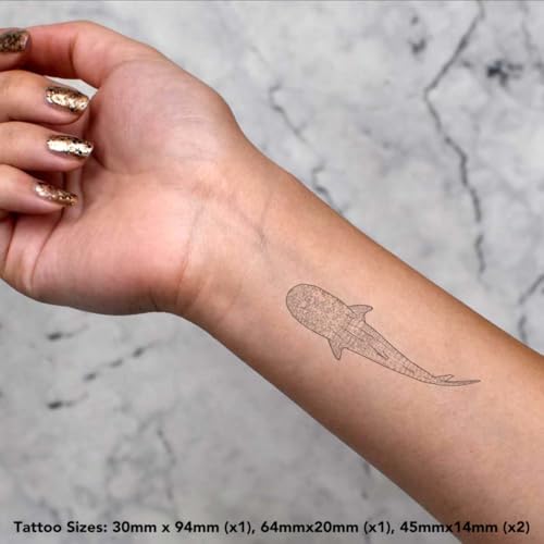 Azeeda 4 x 'Whale Shark' Temporary Tattoos - Water Resistant, Skin-Safe, Non-Toxic Transfers, Mixed Sizes (TO00071806)