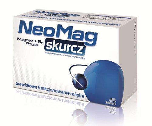 Aflofarm NeoMag cramp -50 tablets - ingredients affect positively the proper functioning and work of muscles (contraction and relaxation), support the body in stages of fatigue and reduced physical endurance, and help maintain able-bodieness.