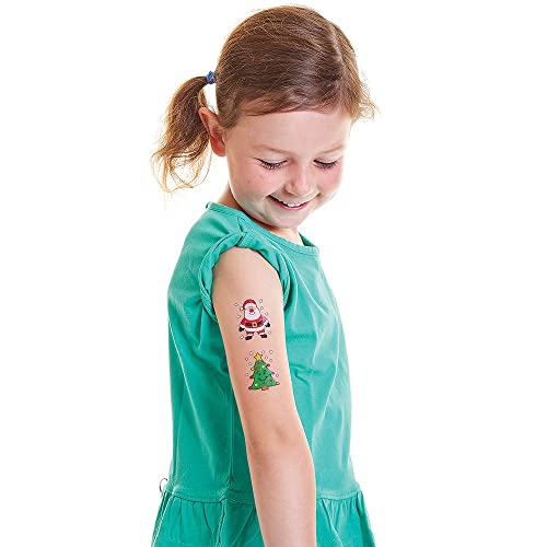 Baker Ross FX408 Christmas Chums Tattoos - Pack of 80, Temporary Tattoos for Kids, Christmas Party Bag Gifts, Xmas Toys for Kids
